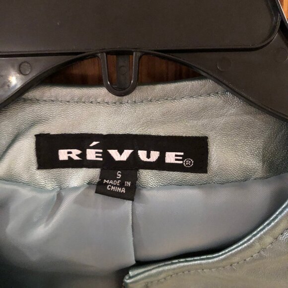 FRENCH EUC VINTAGE GENUINE LEATHER! RÉVUE Metallic Blue Jacket - Picture 2 of 11